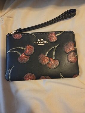 Coach Black Cherry Wristlet - Coach Floral Sequin Wristlet